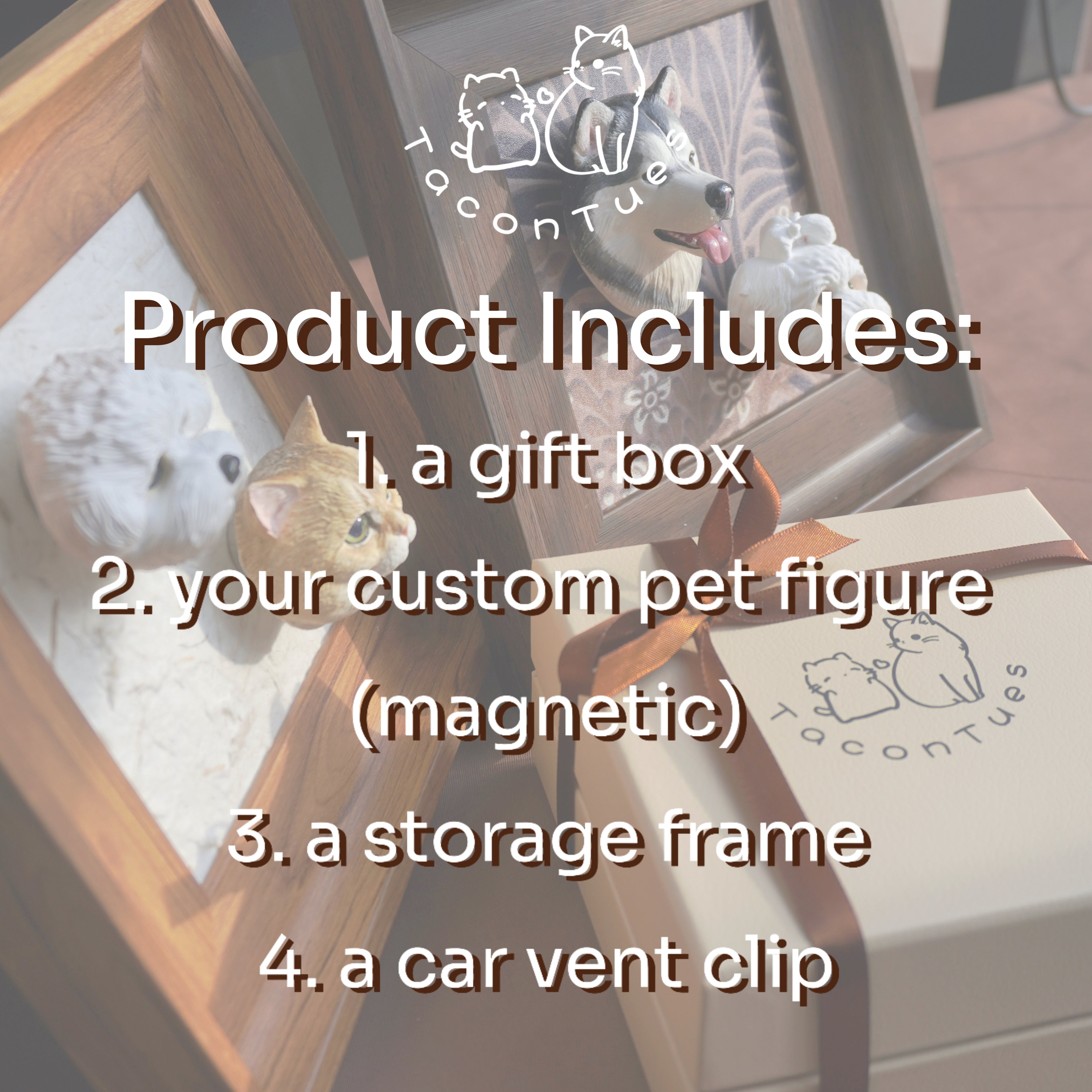 Luxury gift box packaging for custom pet memorial statue, perfect birthday gift for pet lovers