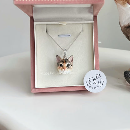 Custom Pet Portrait Necklace | 3D Modeled &amp; Hand-Painted Pet Pendant