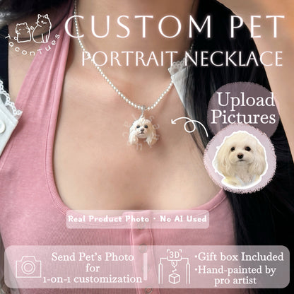 Custom Pet Portrait Necklace | 3D Modeled &amp; Hand-Painted Pet Pendant