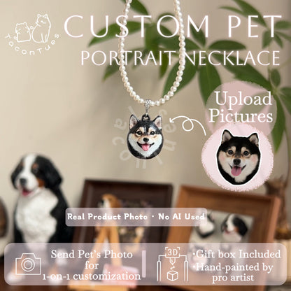 Custom Pet Portrait Necklace | 3D Modeled &amp; Hand-Painted Pet Pendant