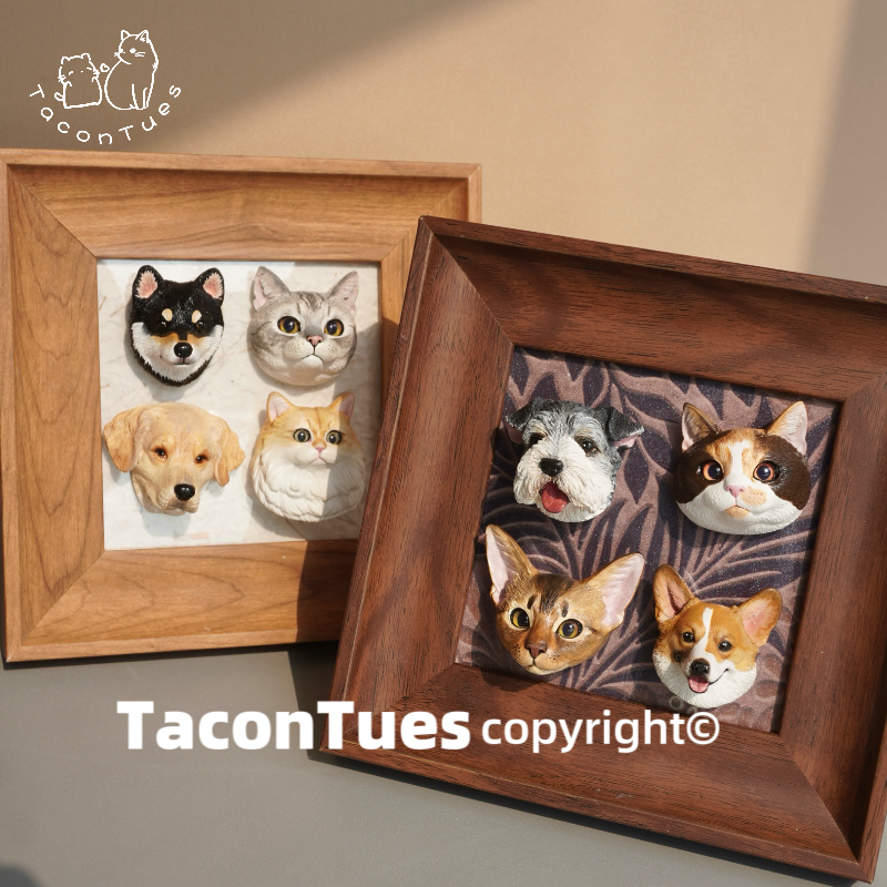 TACO&amp;TUES Customized 3in1 Plaster Cat&amp;Dog Figures w/ Gift Box