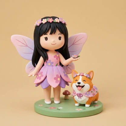 Custom Cartoon Figurine of You &amp; Your Pet, Hand-Painted, 3.2 Inch