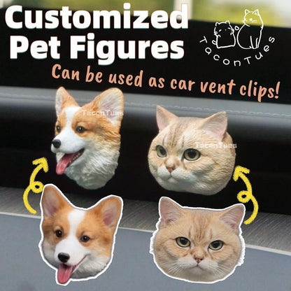 Customized pet portrait figure that doubles as a car vent clip - handmade corgi and cat designs by Taco&amp;Tues